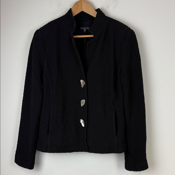 Eileen Fisher Classic Black Blazer Size Medium - Picture 1 of 9